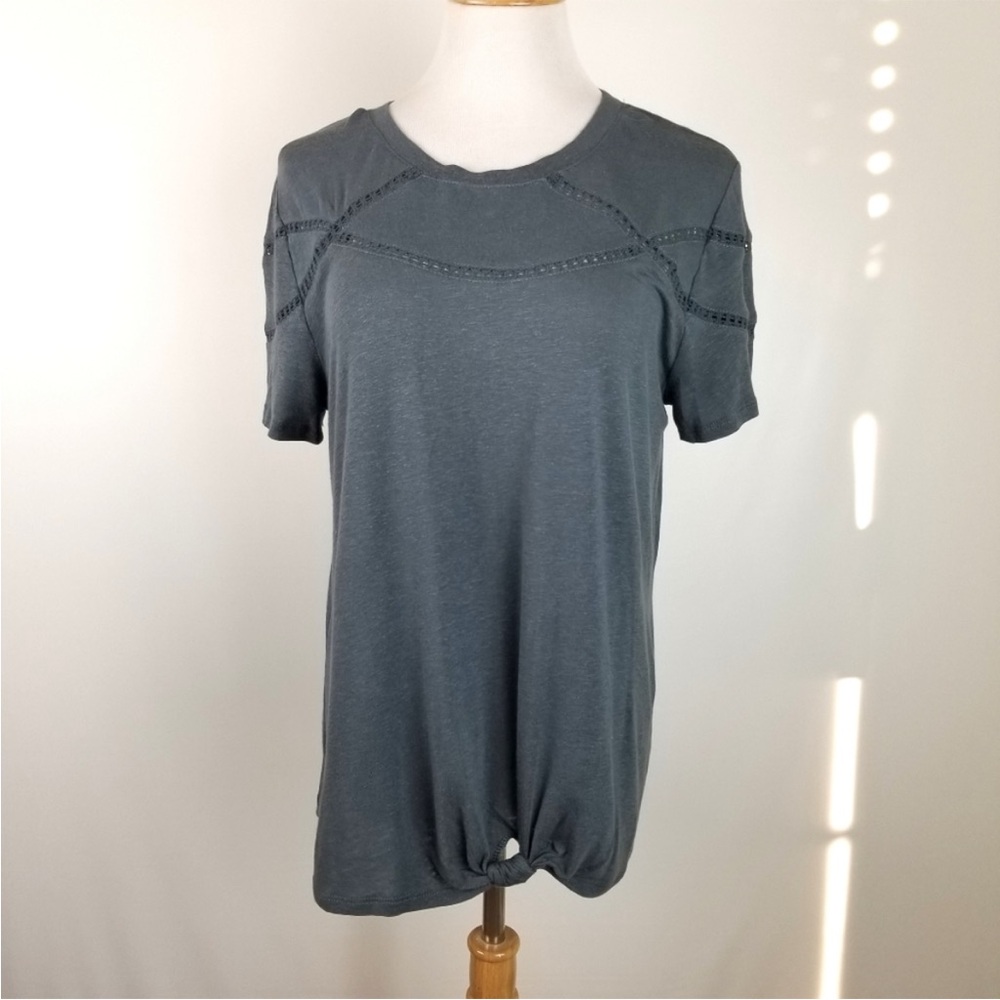 Maurice’s women front knot short sleeve shirt in gray size large